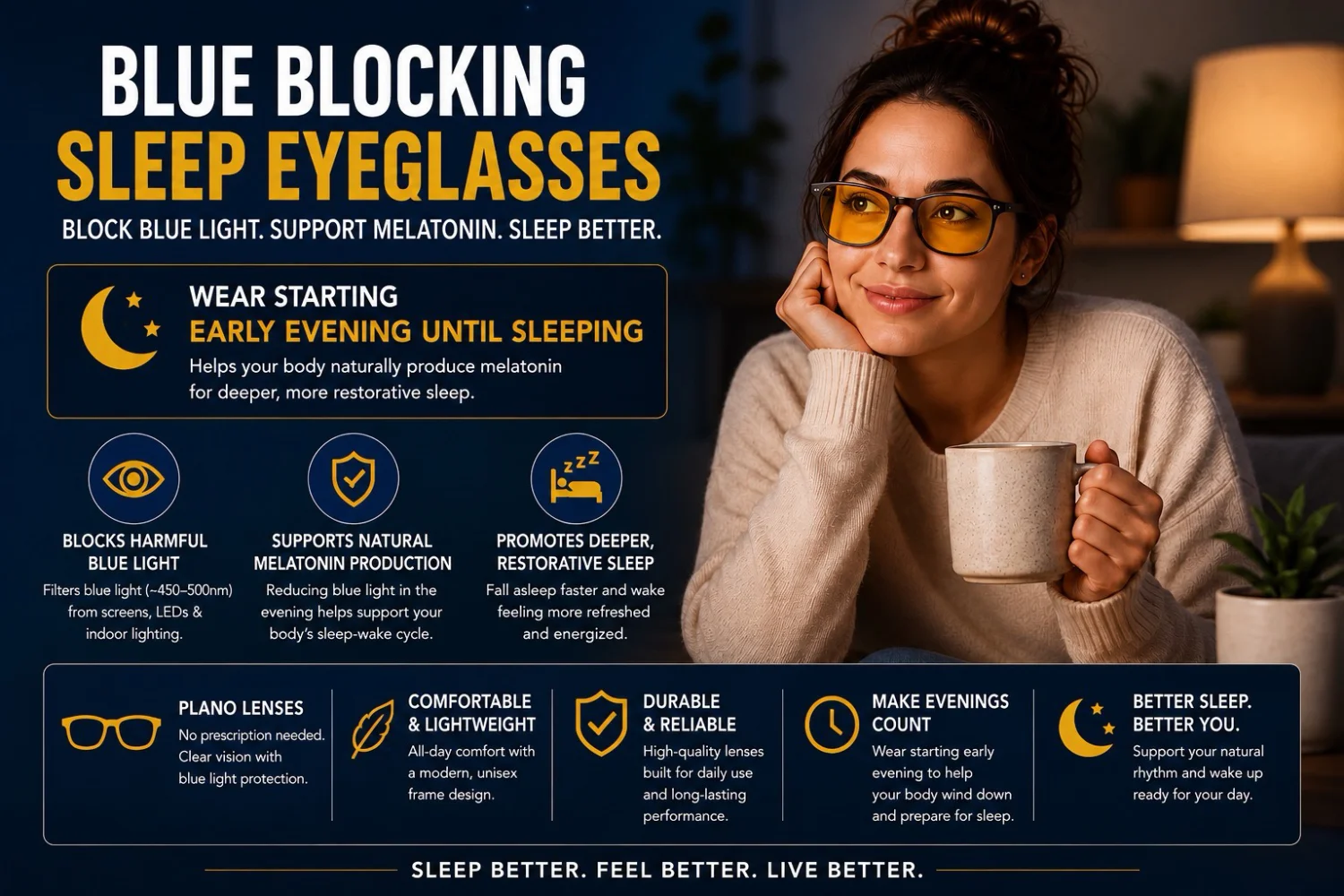 Inventive Lens Company Sleep Lens Therapy Blue Blocking Sleep Eyeglasses
